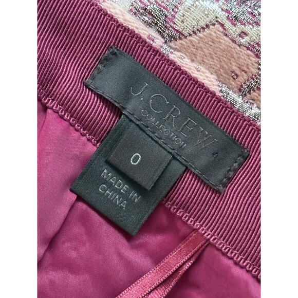 J CREW COLLECTION wool silk pink silver purple floral brocade mini pencil skirt - Picture 4 of 8
